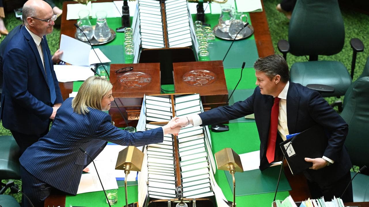 Victorian Premier Ben Carroll Opposition Leader Jess Wilson