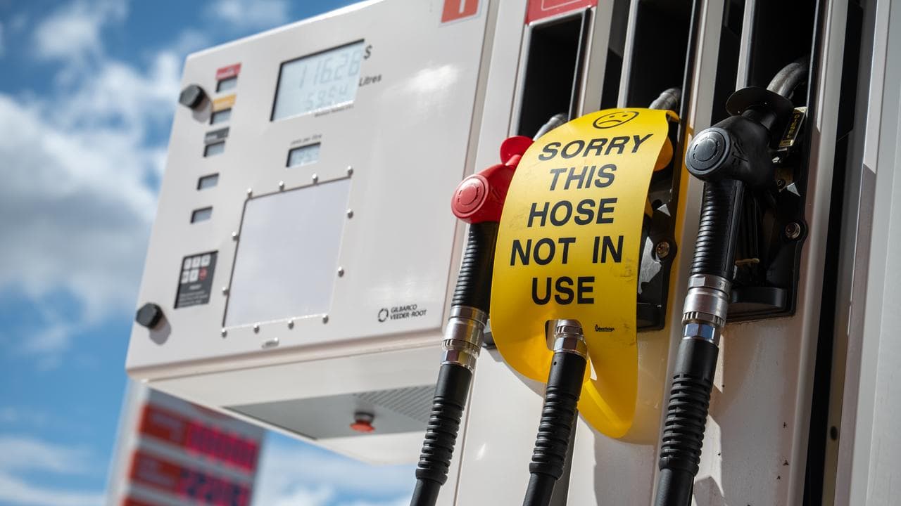 A service station with no unleaded fuel