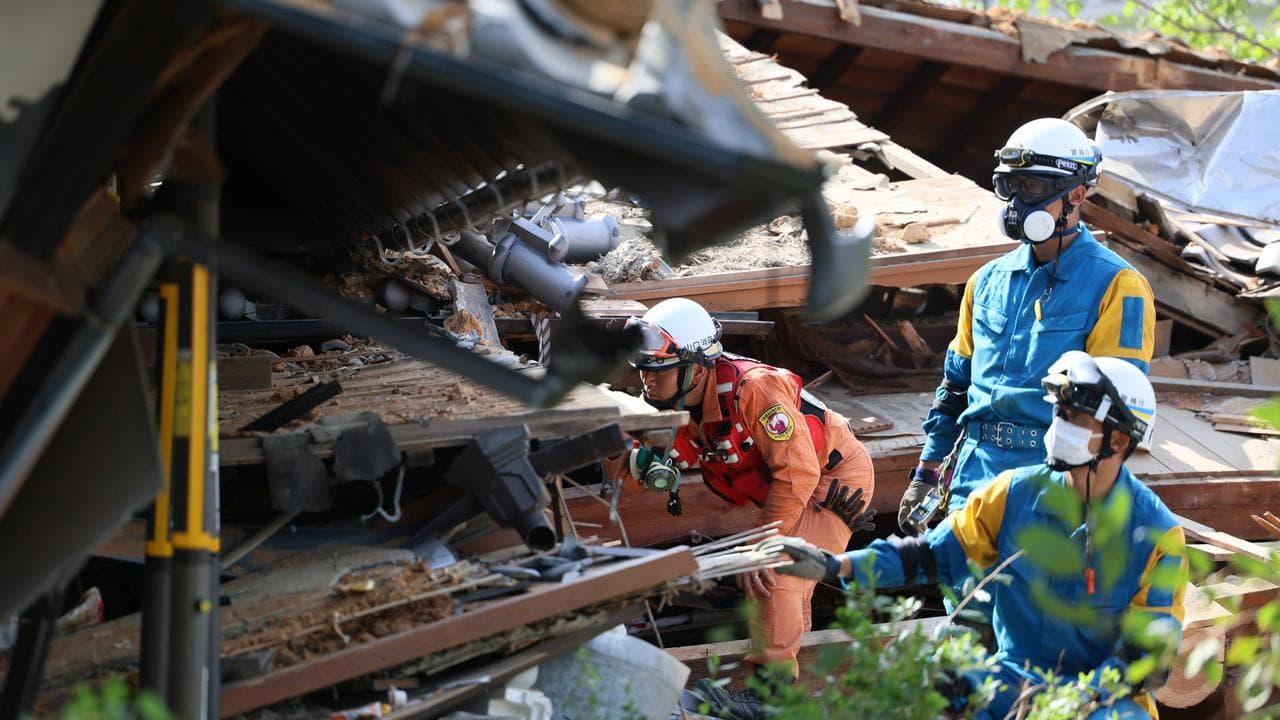 Rescue operations continue in Yatsushiro city, Japan