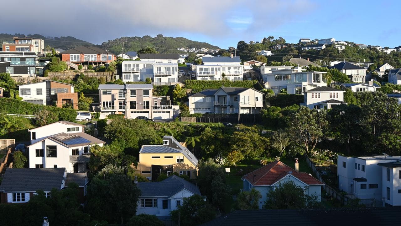 A general view of houses in Khandallah, Wellington, New Zealand.