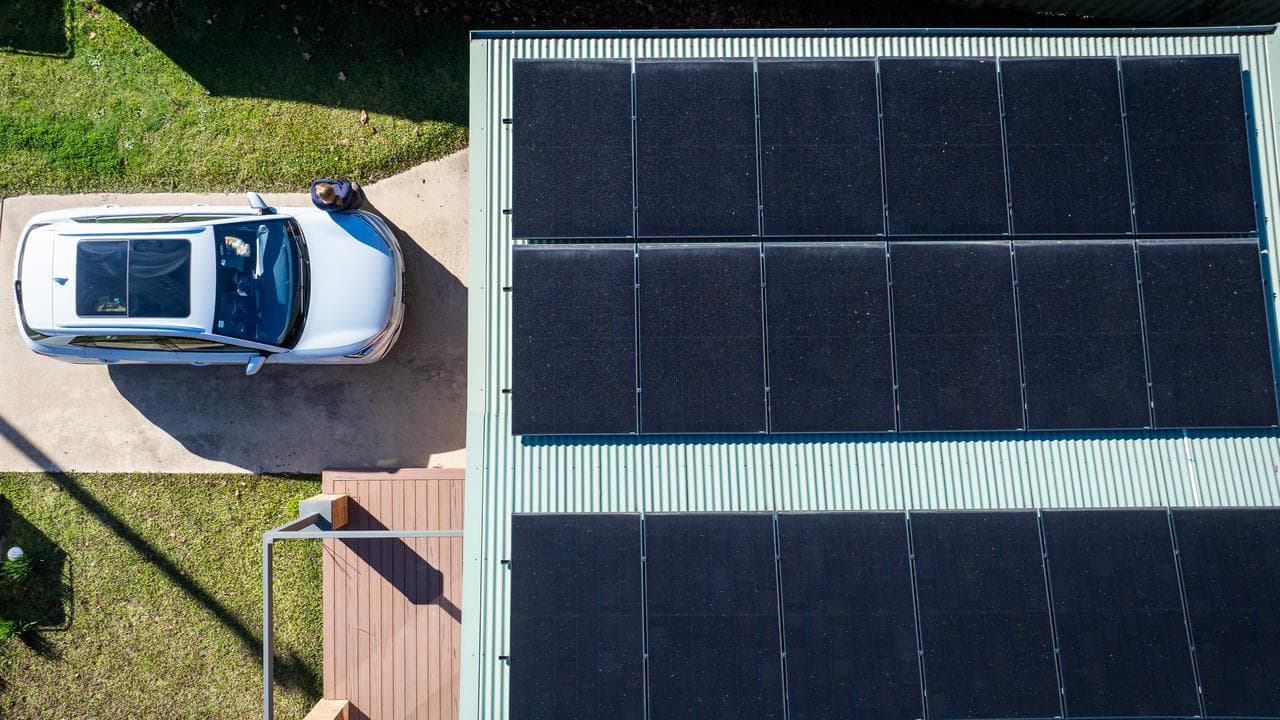An EV in a driveway