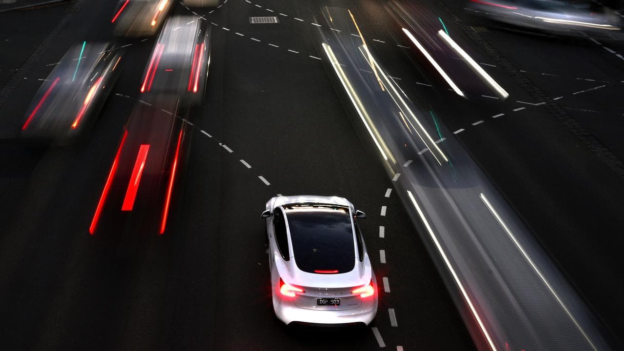 Cars driving at night