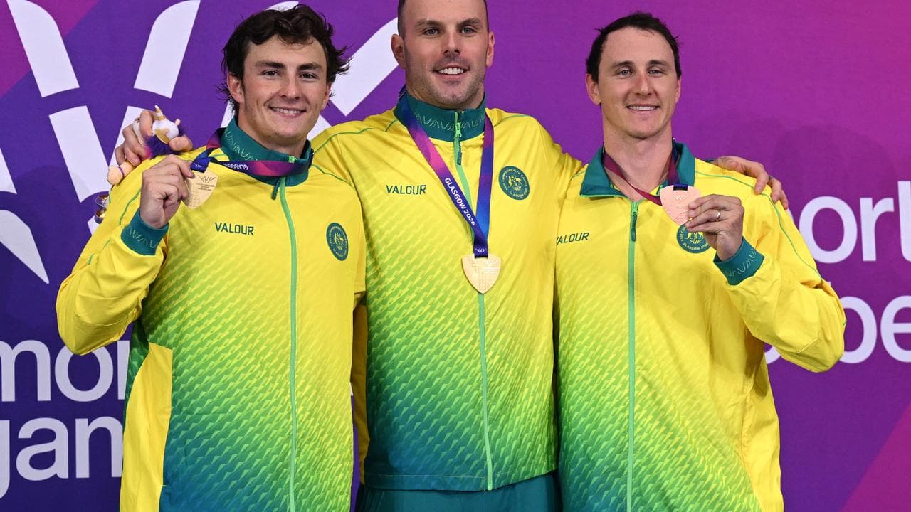 Ben Armbruster (L), Kyle Chalmers (C) and Cameron McEvoy.
