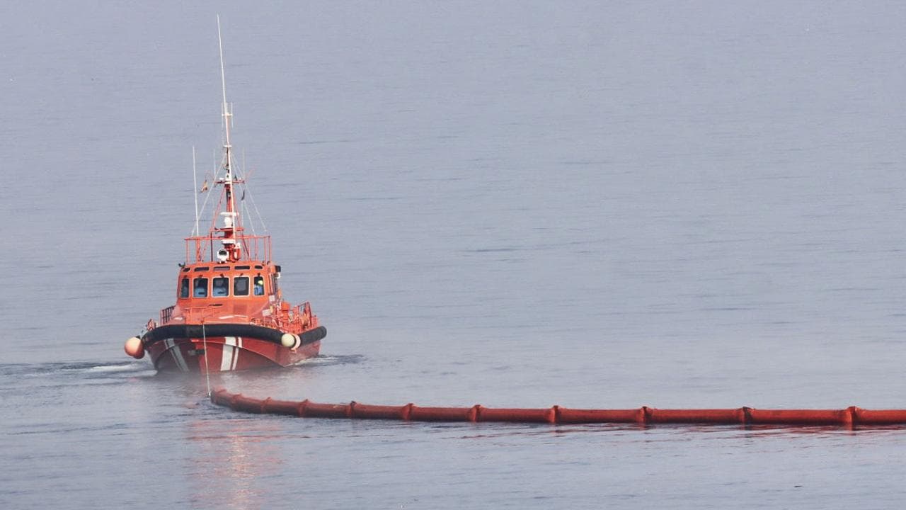 Containment barriers at Ceuta beach