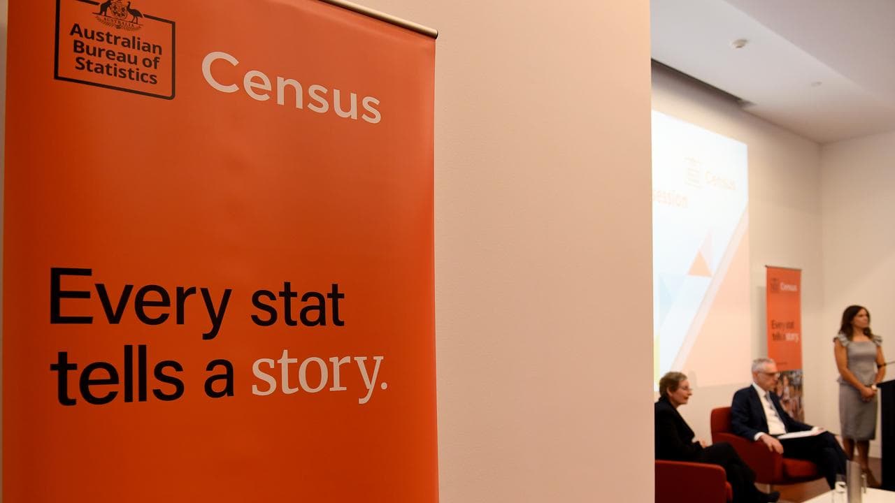 A banner seen during the 2021 census data release in June 2022.