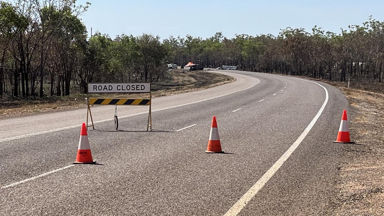 The Stuart Highway closed off as police investigate at a crash scene