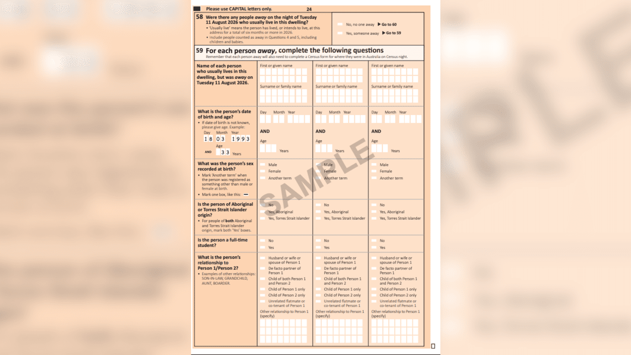 A screenshot of the 2026 census sample.