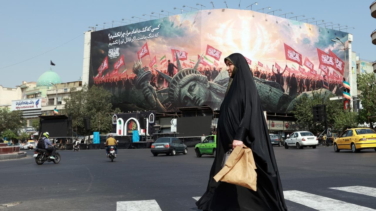 A woman walking in central Iran