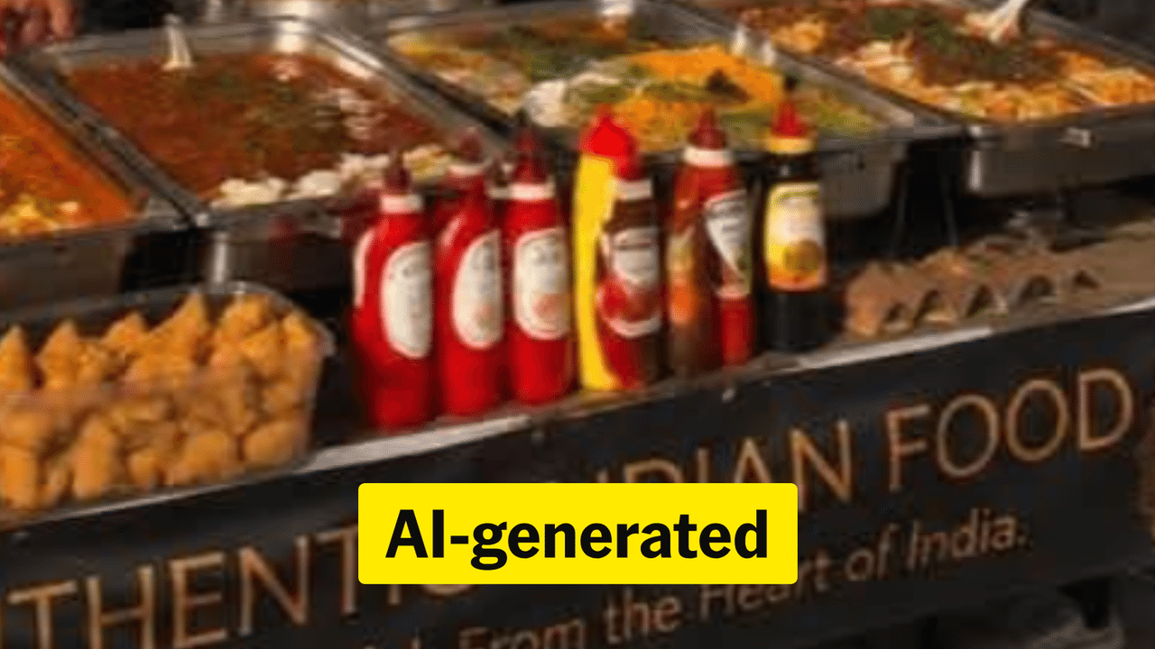 A close-up mage showing sauce bottles merging together