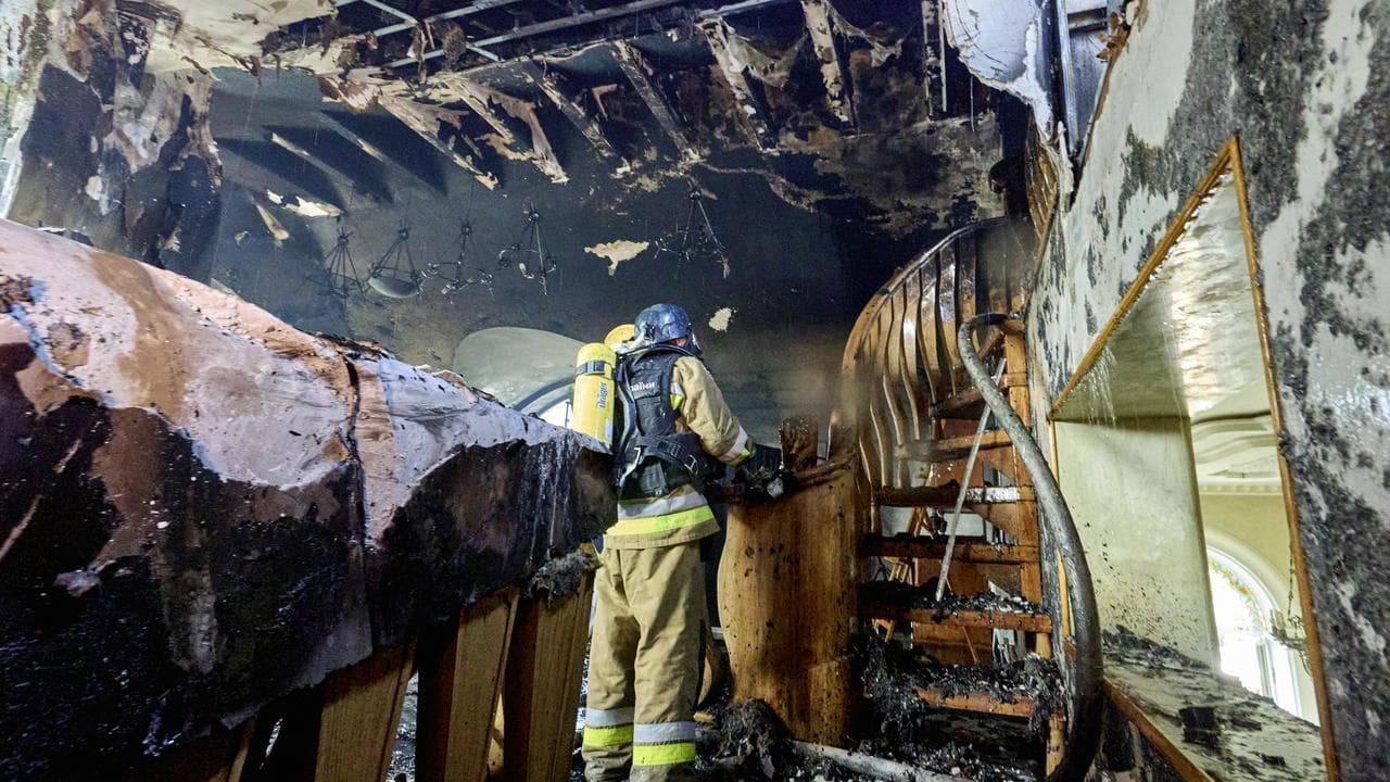 A Ukrainian firefighter