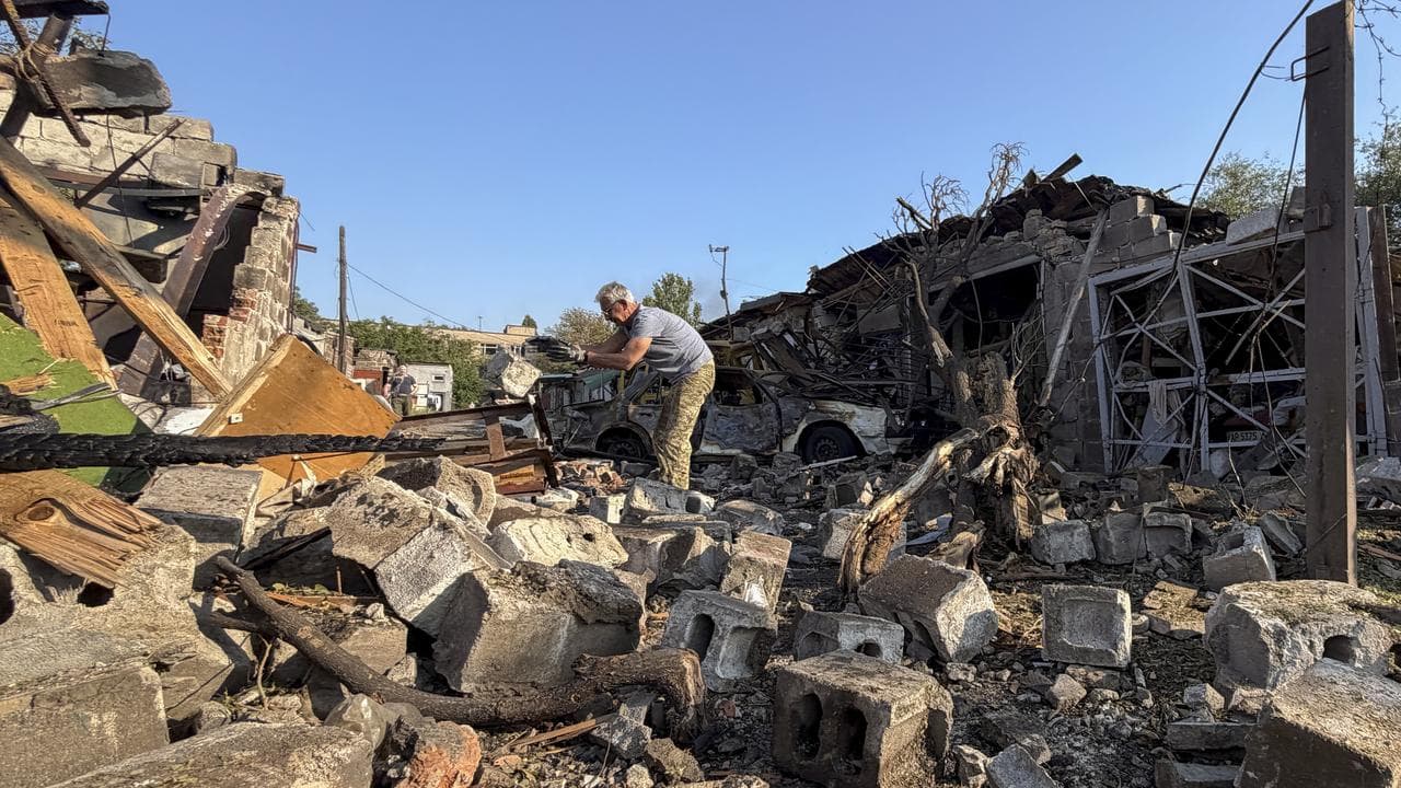 Site of a Russian attack in Zaporizhzhia, Ukraine