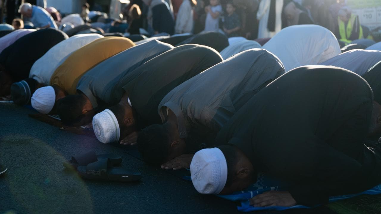 Muslim worshippers at the Lakemba Mosque in Sydney in March 2026.