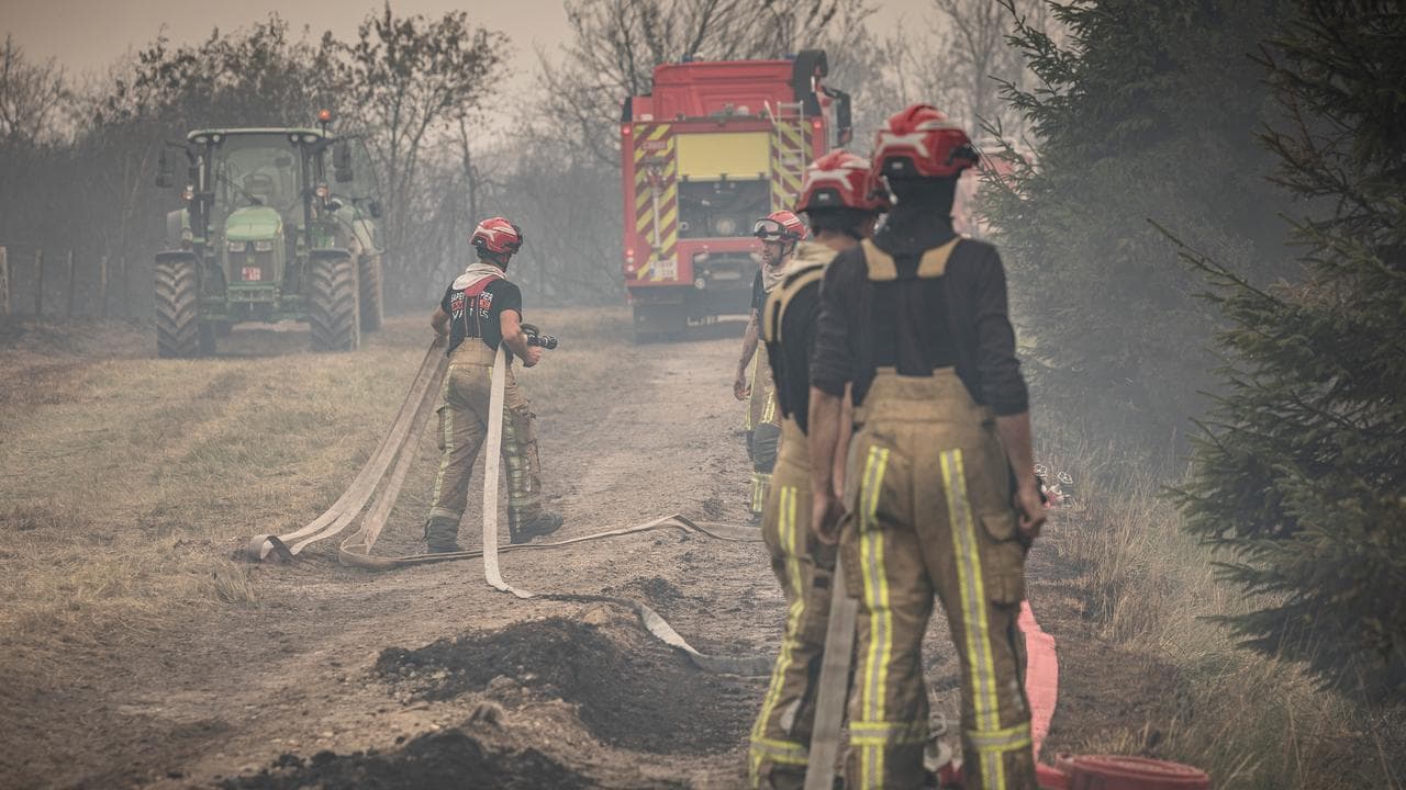 Fire fighters in action