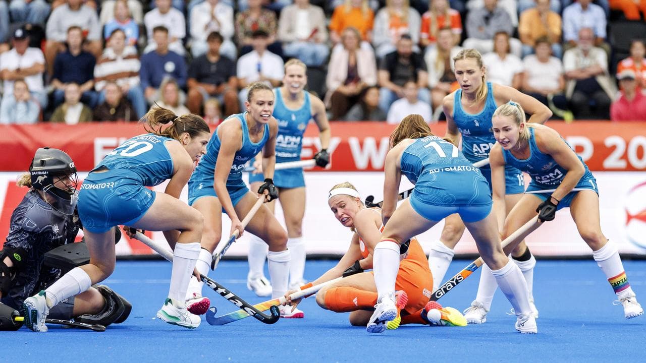 Hockeyroos defending.