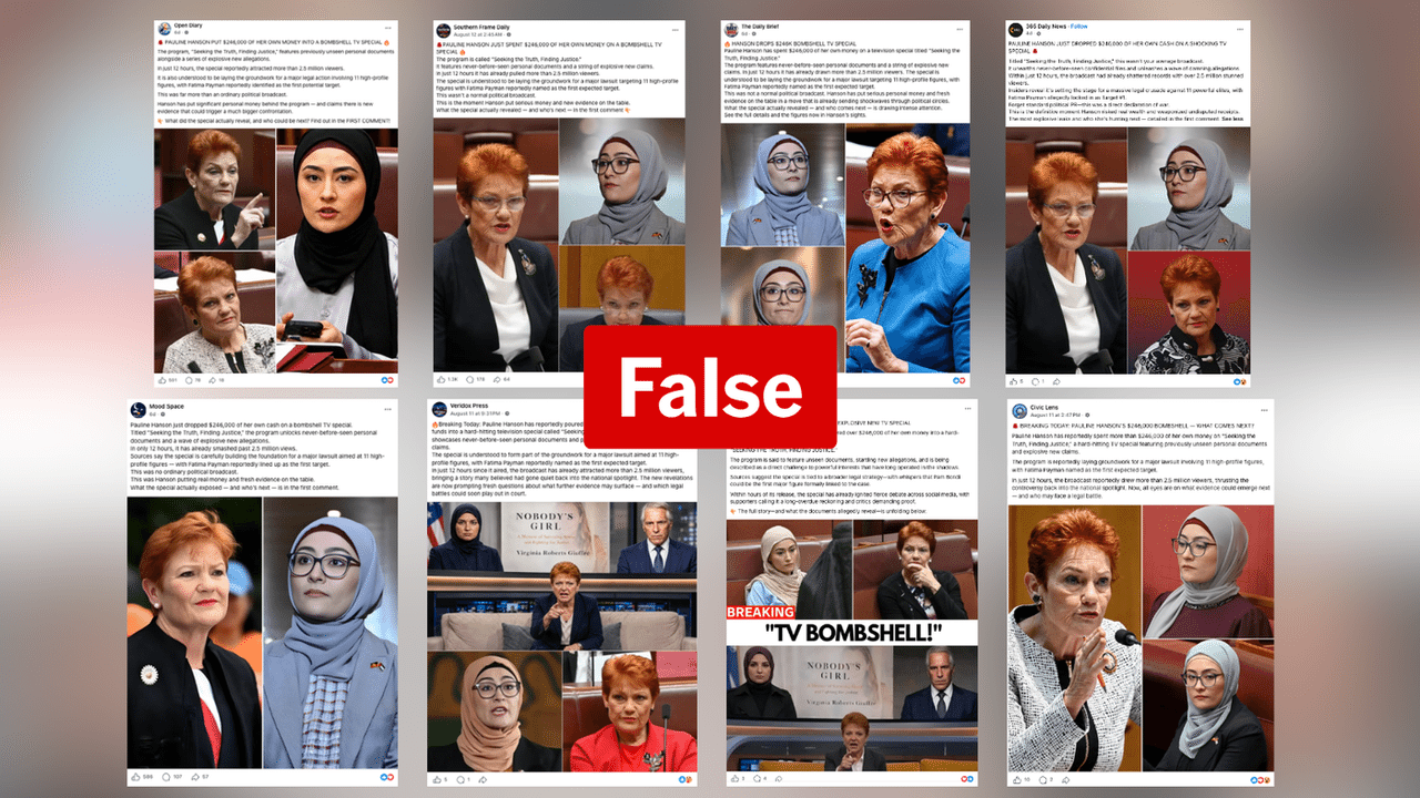 A screenshot of Facebook posts about Pauline Hanson.