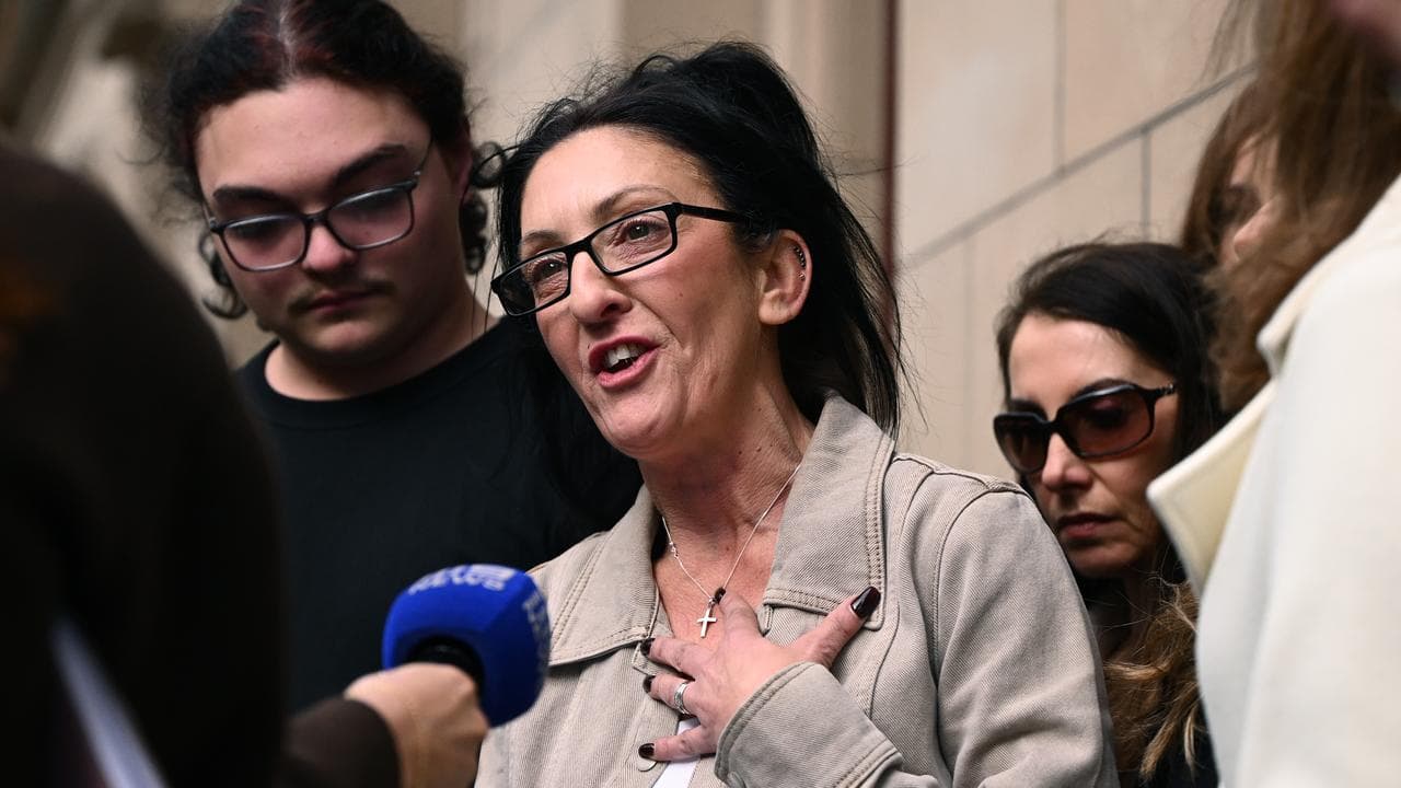 Mary Kadis, sister of Vicky Apostolopoulos, speaks to media