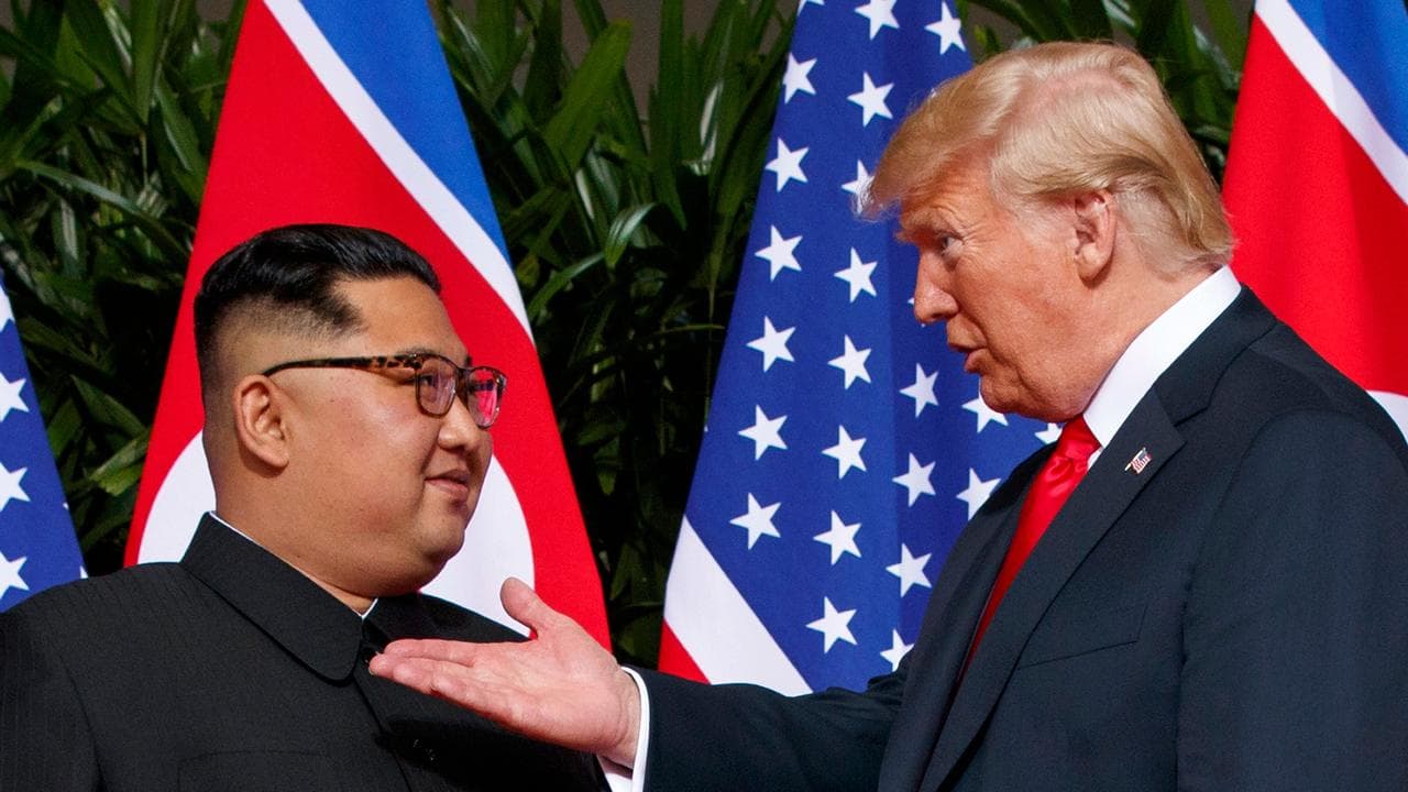 Kim Jong-un and Donald Trump meet in Singapore in 2018