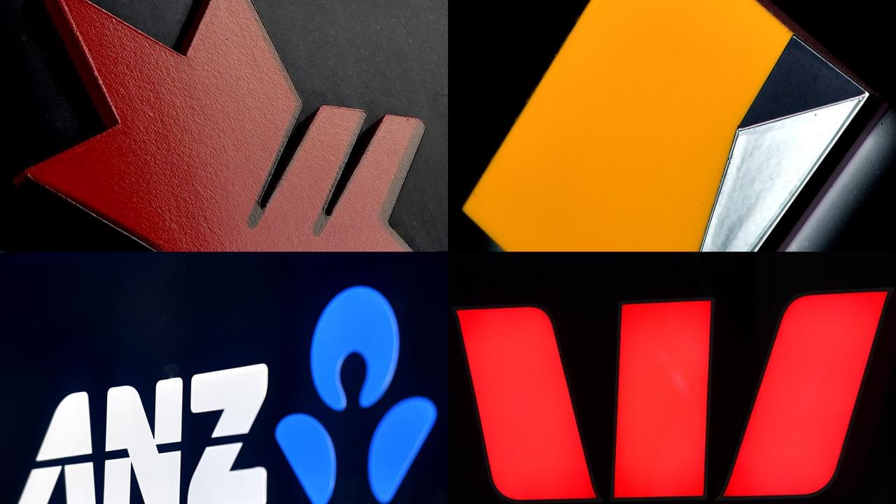 A composite image of signage of Australia's big four banks
