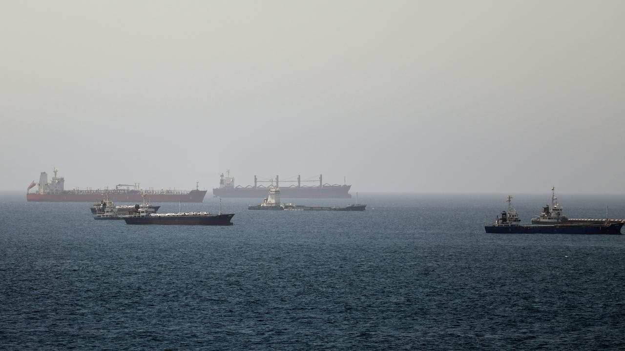 Tankers and cargo vessels in the Gulf of Oman