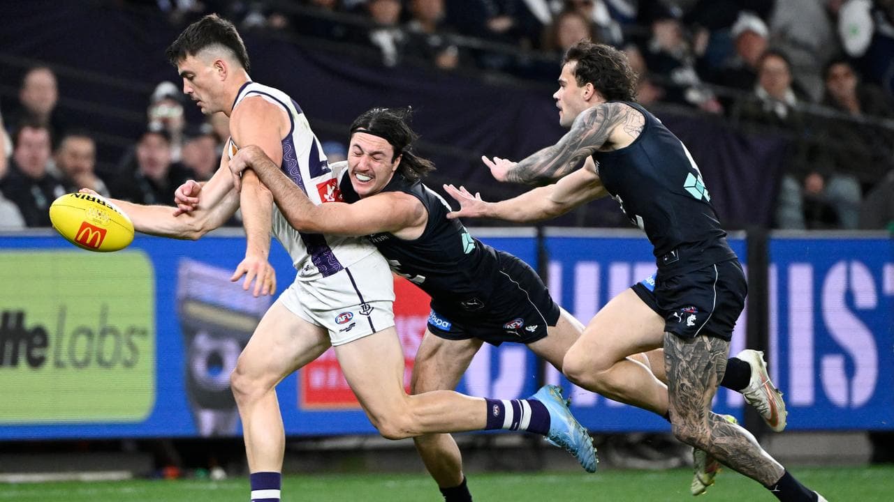 Ollie Hollands' run-down tackle on Patrick Voss.