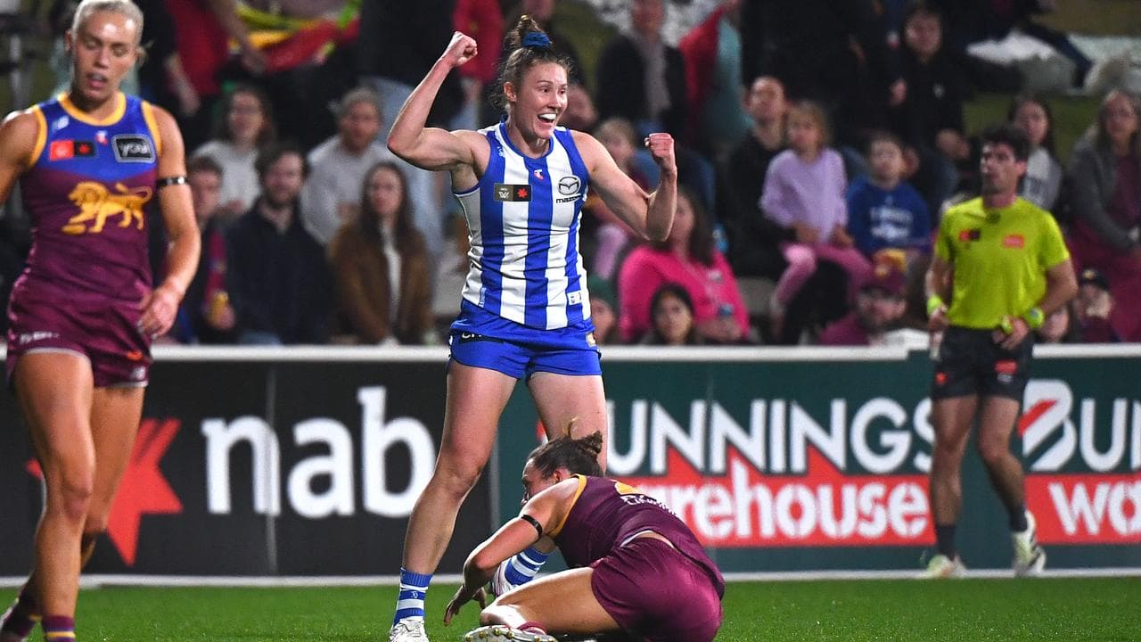 Tahlia Randall of the Kangaroos celebrates a goal