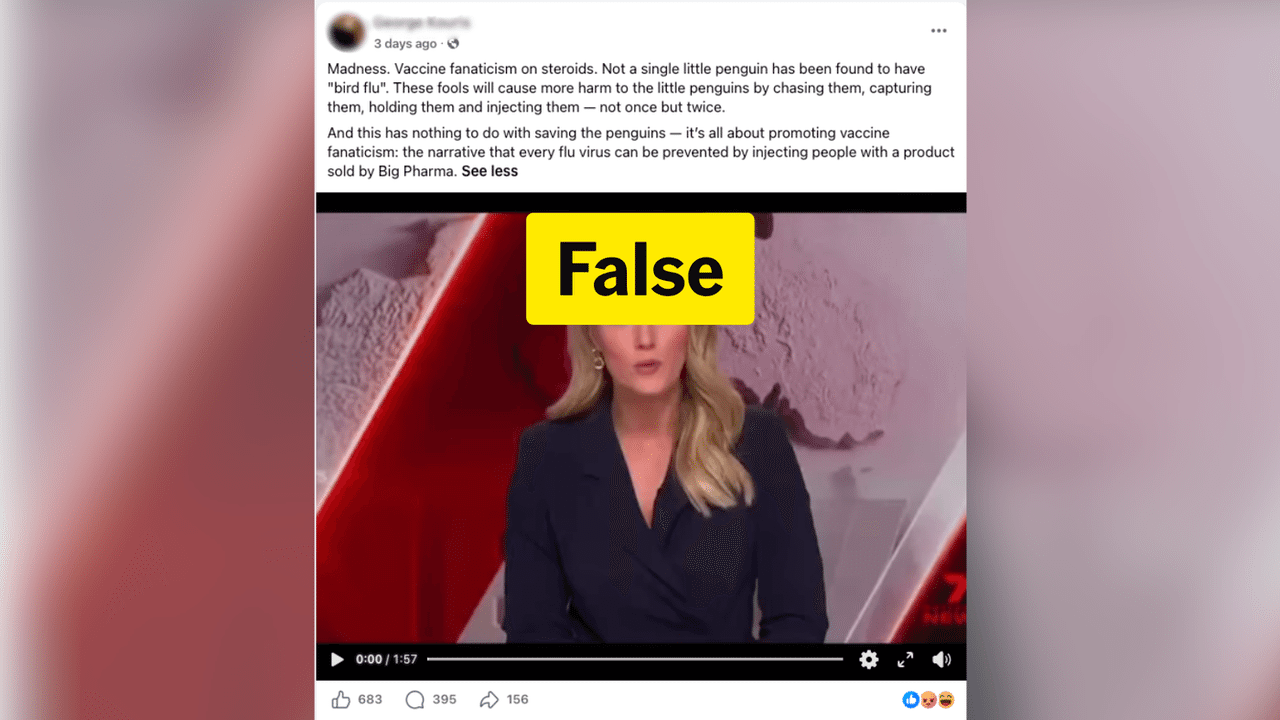 A screenshot of a false claim on Facebook about bird flu