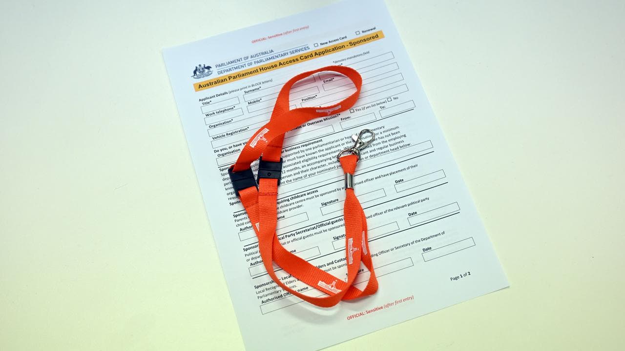 A parliament access card application and lobbyist lanyard (file image)