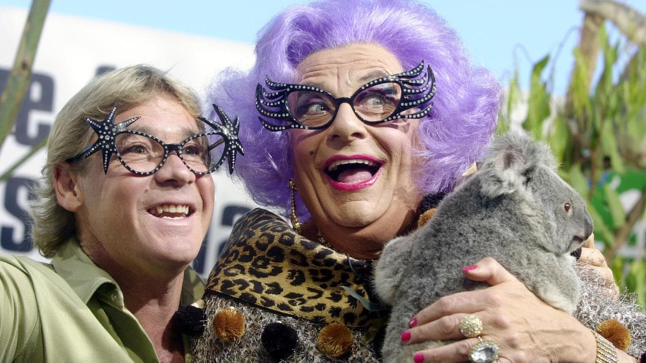 Steve Irwin with Dame Edna (file)