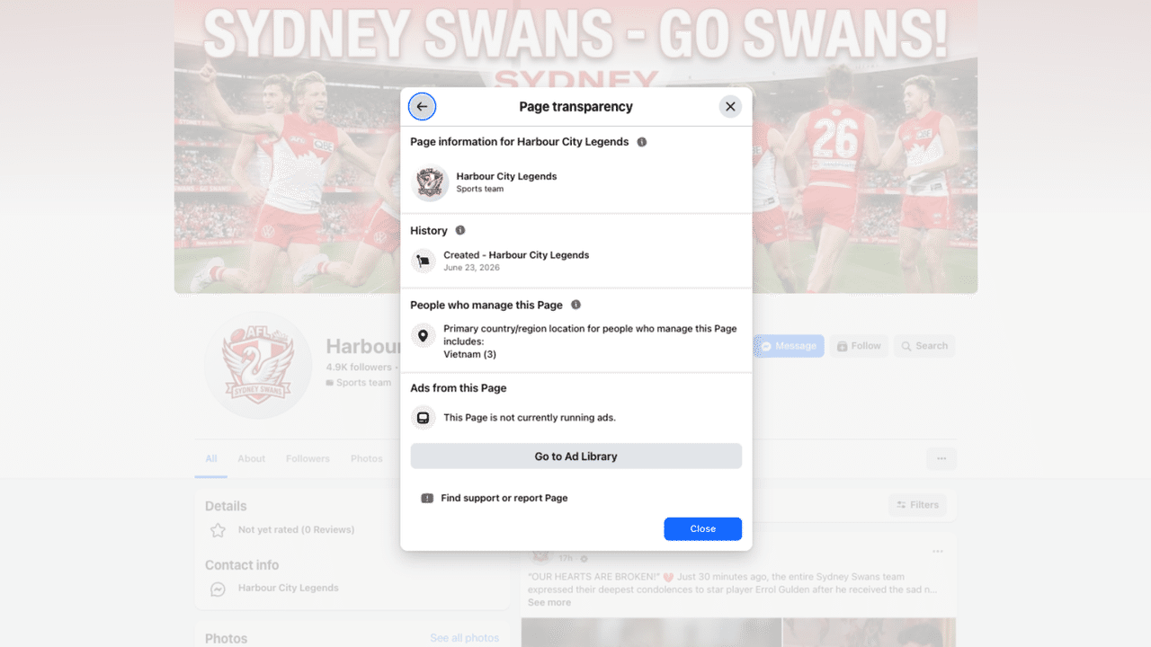 A screenshot of a Facebook page.