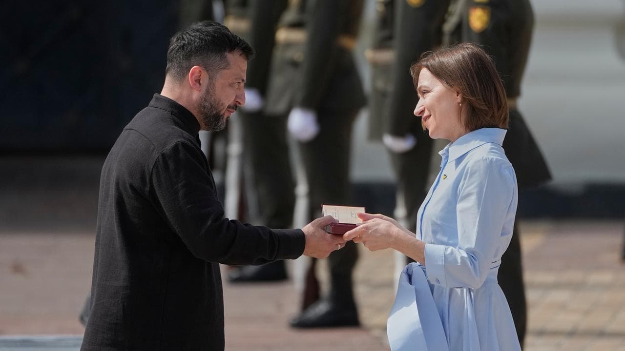 Ukraine's Volodymyr Zelenskiy and Moldova's Maia Sandu