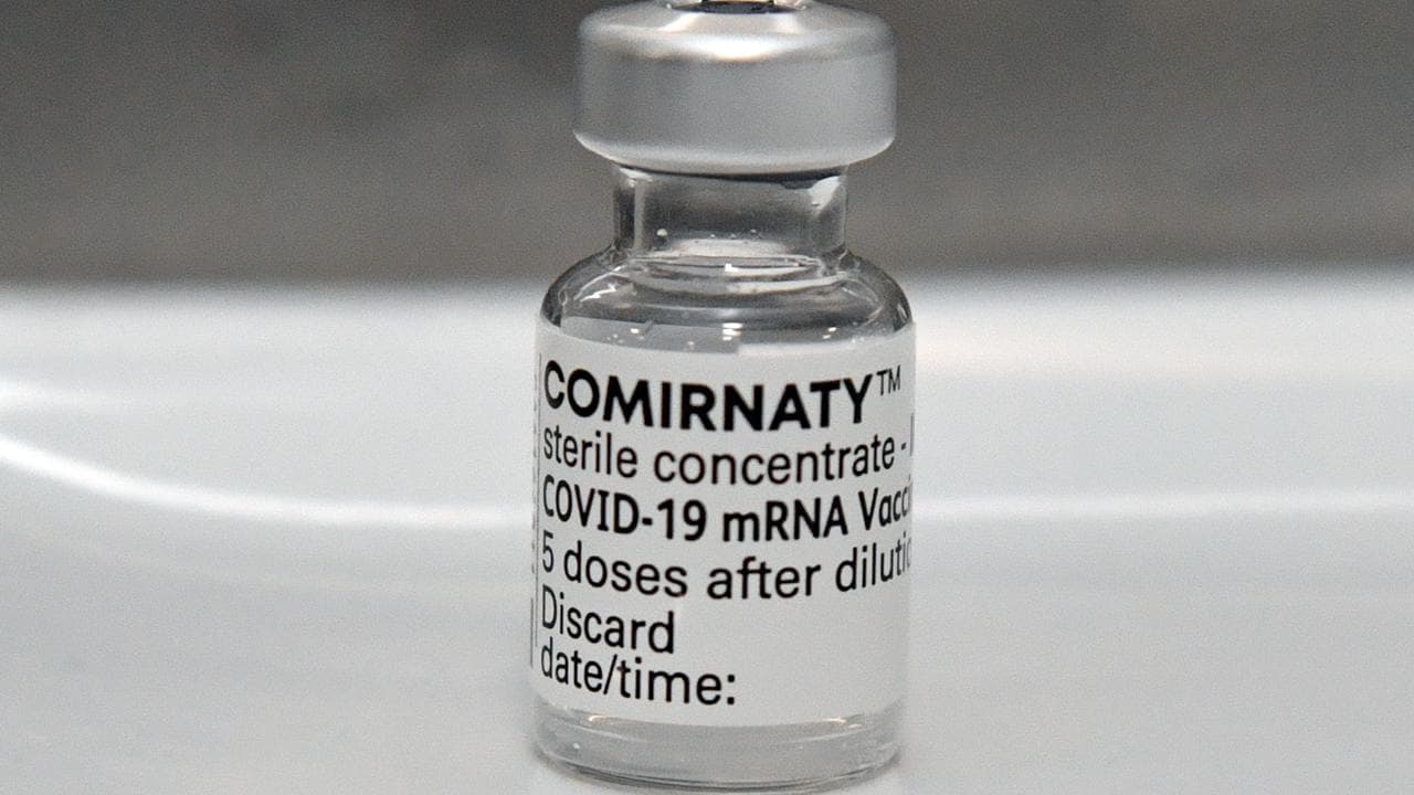 A vial of the Comirnaty vaccine.