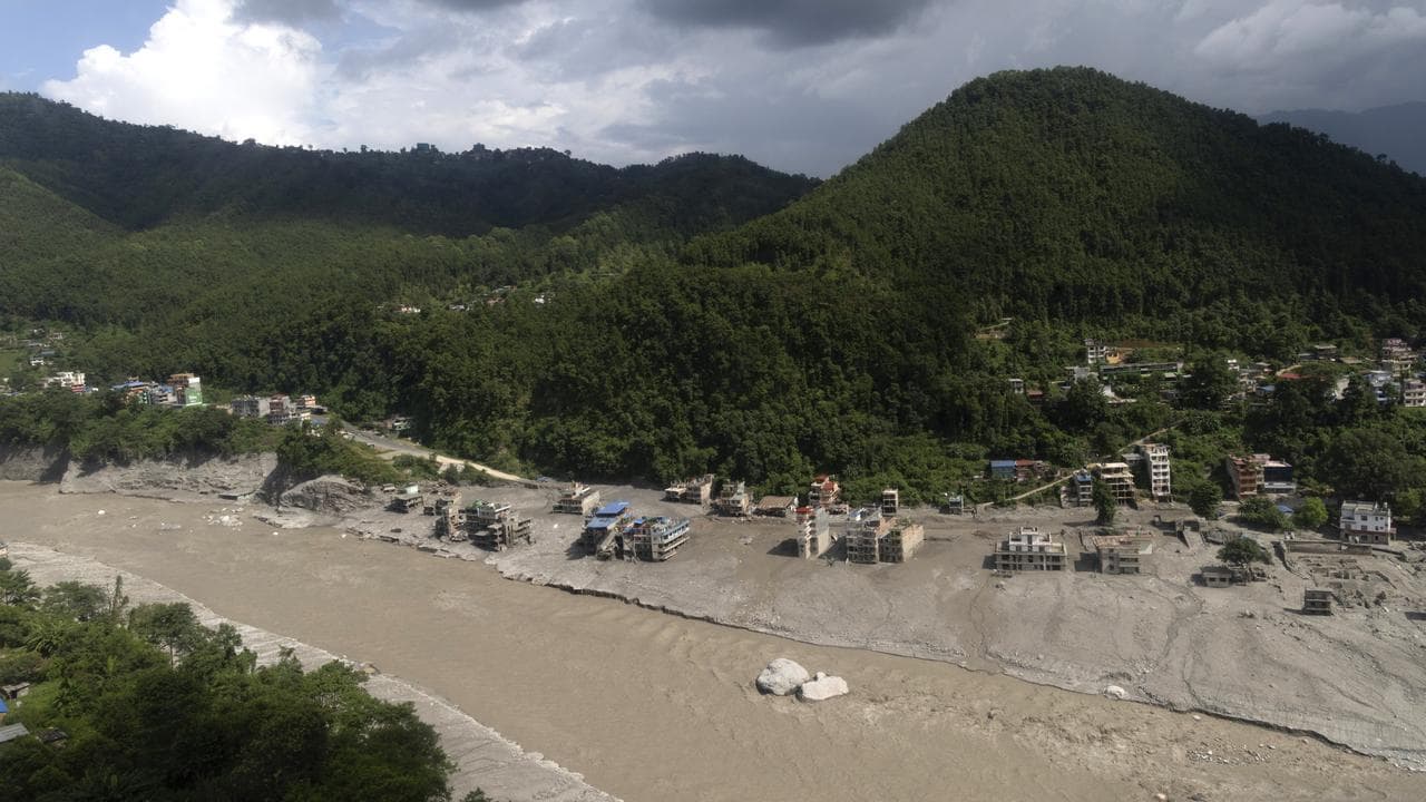 Area devastated by flash floods in Nuwakot district