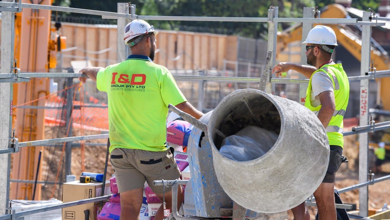 Construction workers on site in Melbourne