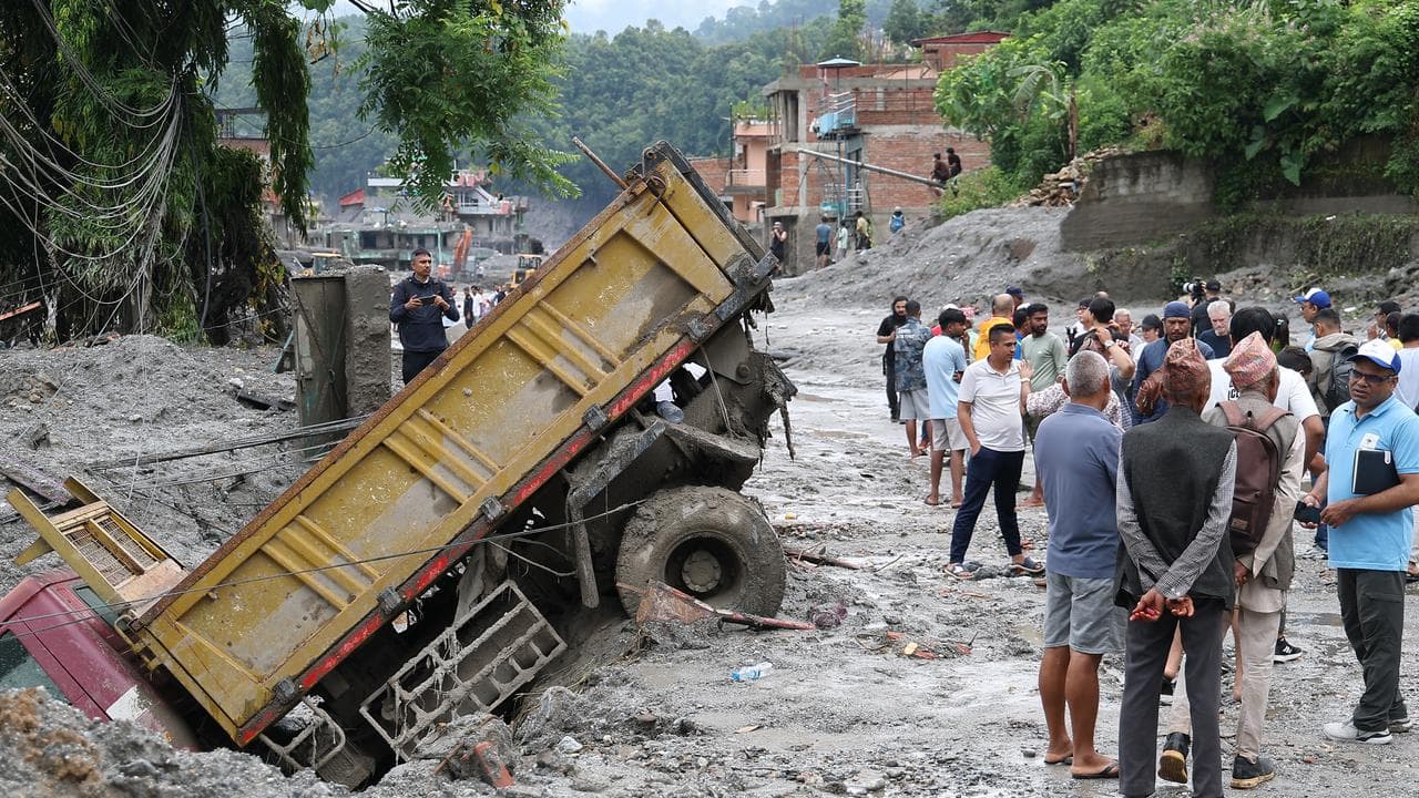 Aftermath of flash floods in Nepal-Tibet