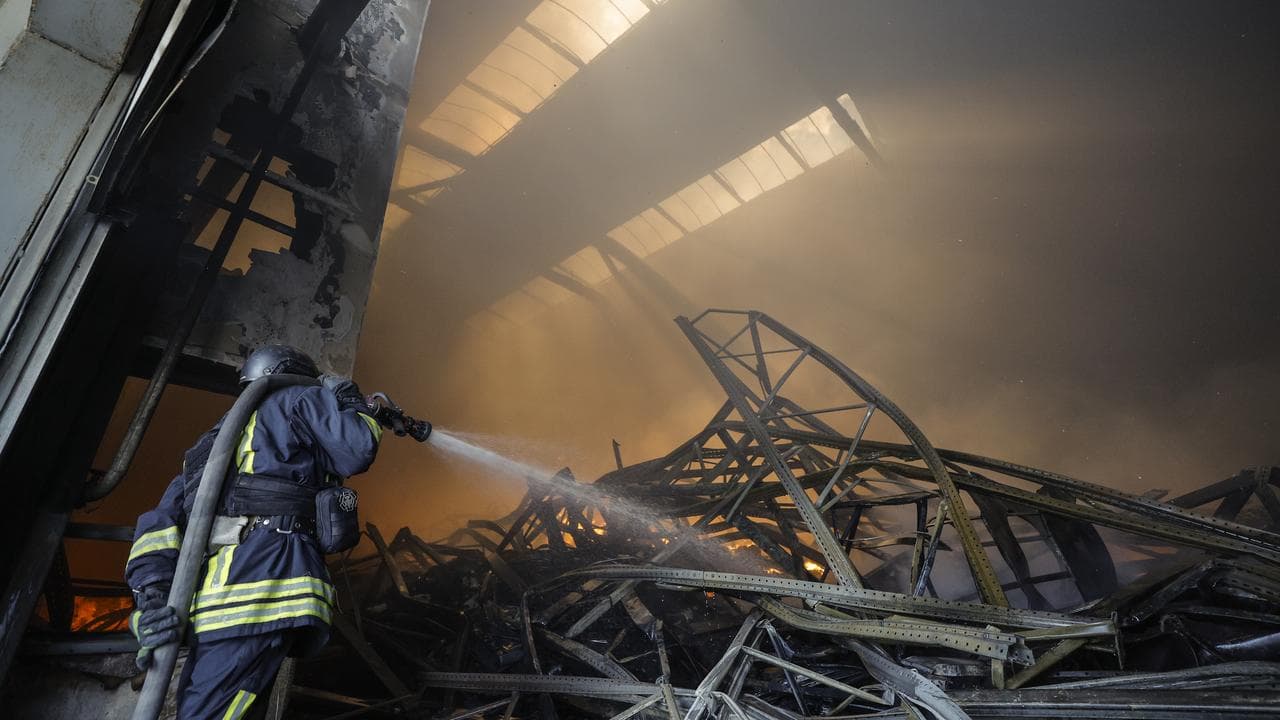 Aftermath of Russian shelling in Kyiv