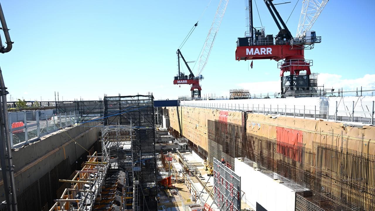 Construction underway at the Western Sydney Airport Metro station.