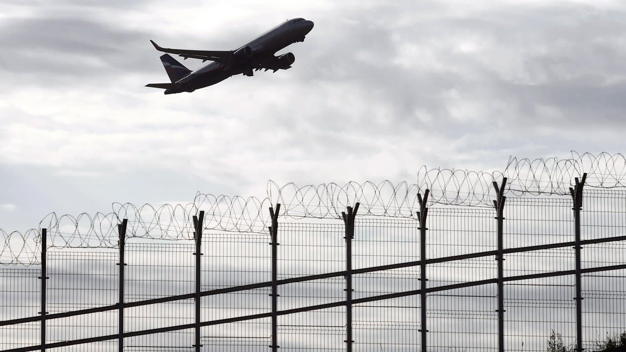 A passenger plane takes off at Sheremetyevo airport in Moscow