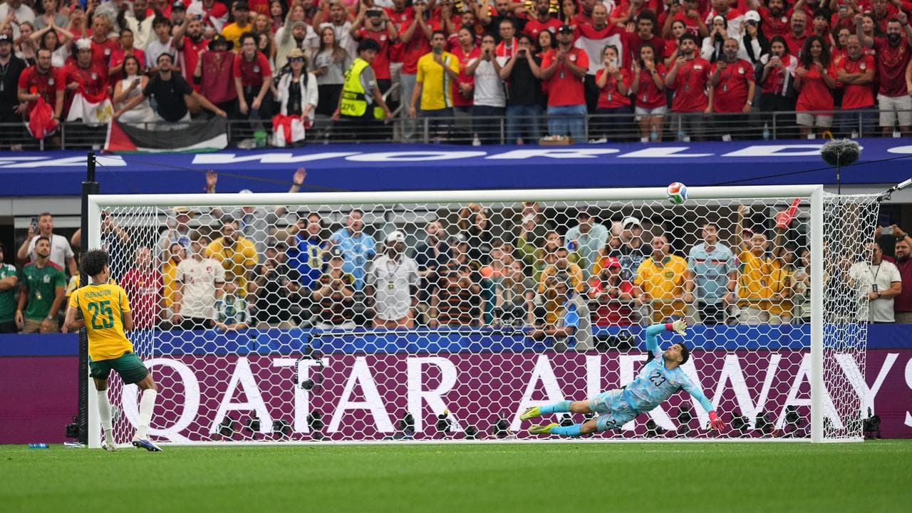 Lucas Herrington hits the bar against Egypt