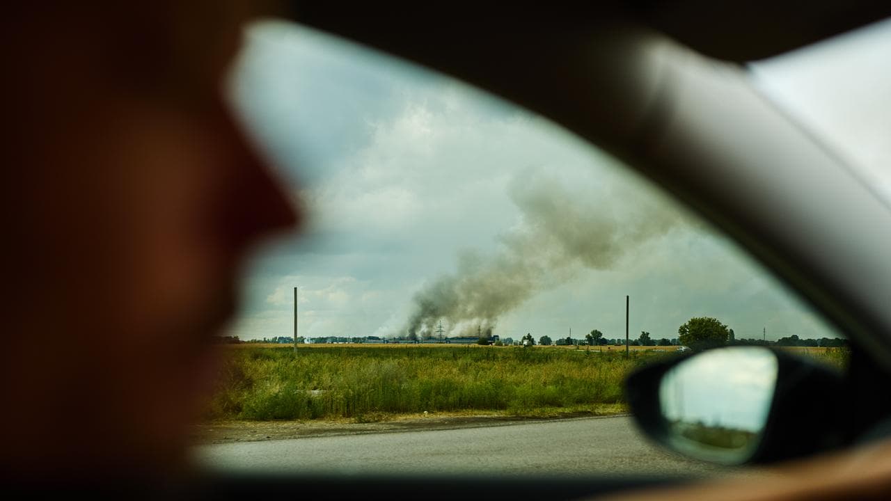 Smoke rises in Kyiv following reported Russian drone attack