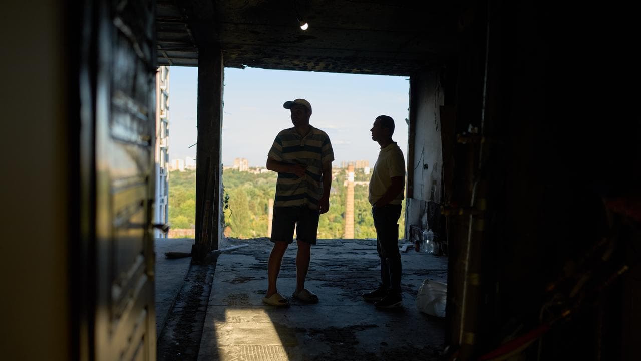 Kyiv residents after drone attack