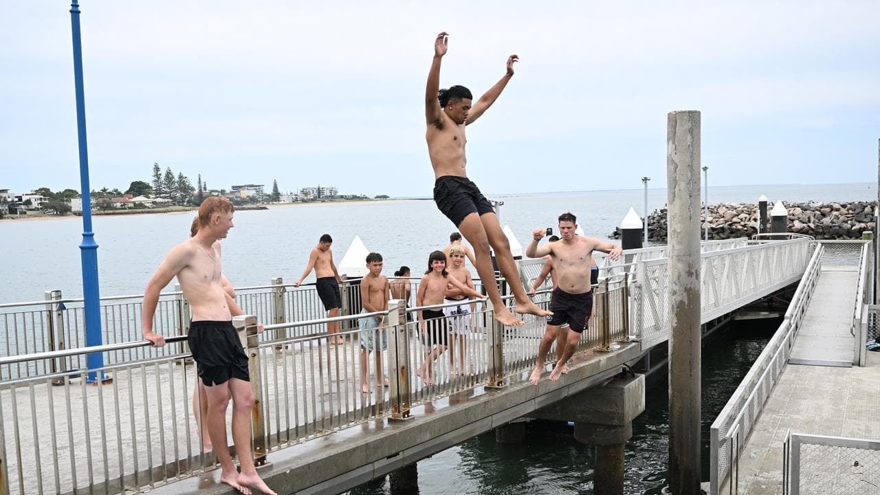People cool off in the heat