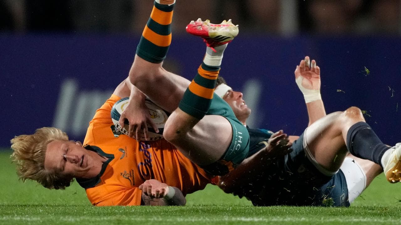 Carter Gordon tackled by Faustino Sanchez Valarolo.
