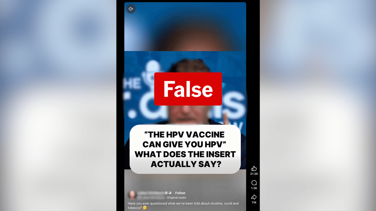 Screenshot of a video clip making the false claim