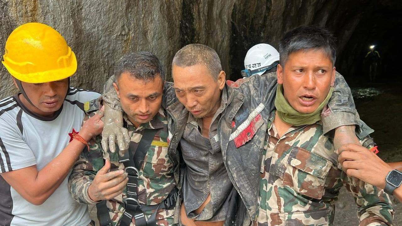 A Chinese worker was rescued from a hydropower tunnel on Saturday.