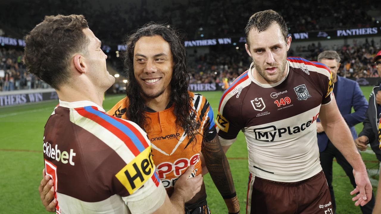 (L-R) Nathan Cleary, Jarome Luai and Isaah Yeo.
