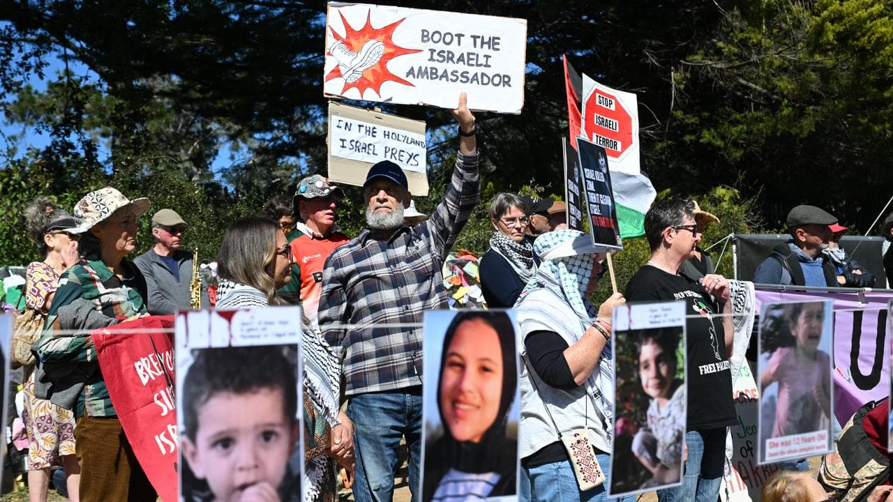Protesters at rally for Zomi Frankcom