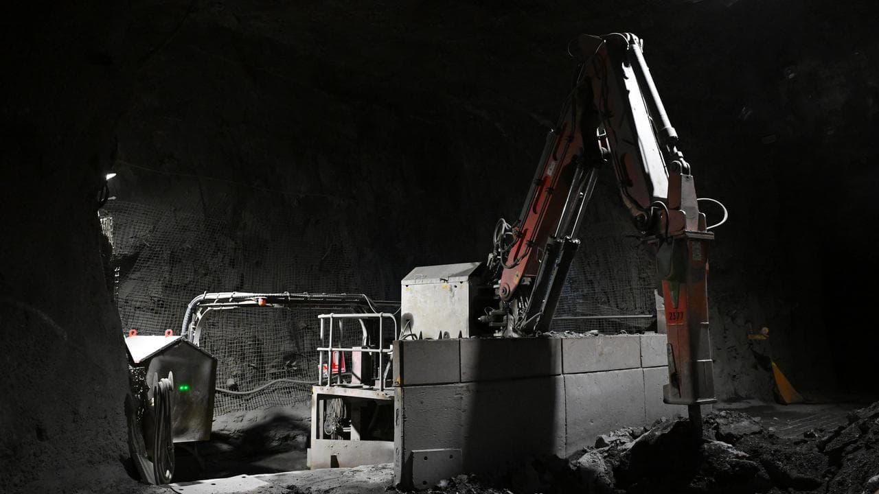 A drill crushes rock containing copper (file image)