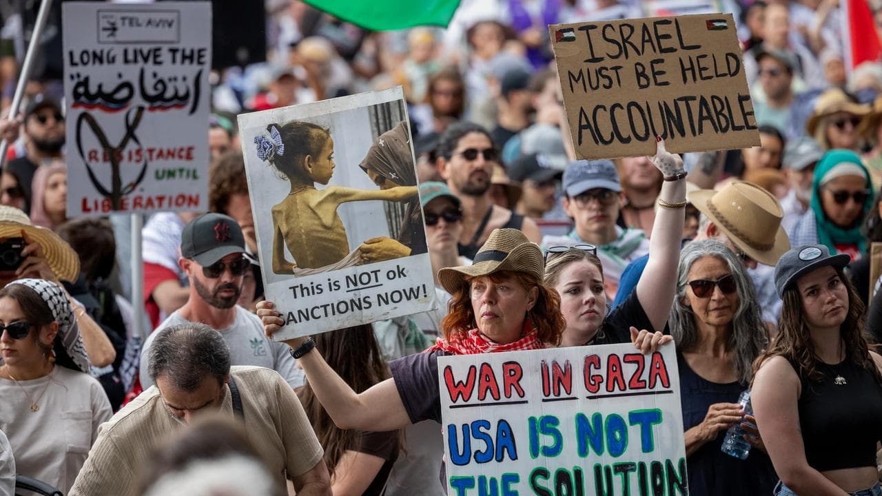 A pro Palestine protest at Hyde Park, Sydney, October 12, 2025.