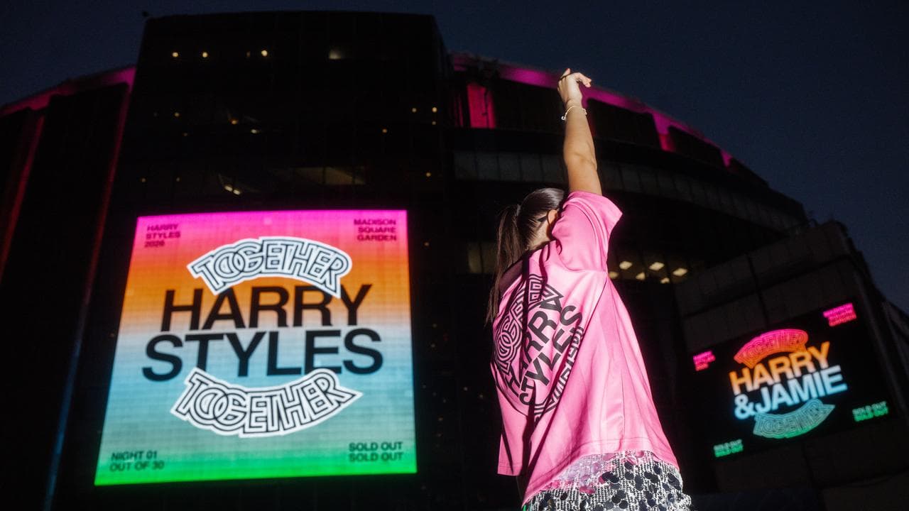 A fan of Harry Styles outside Madison Square Garden