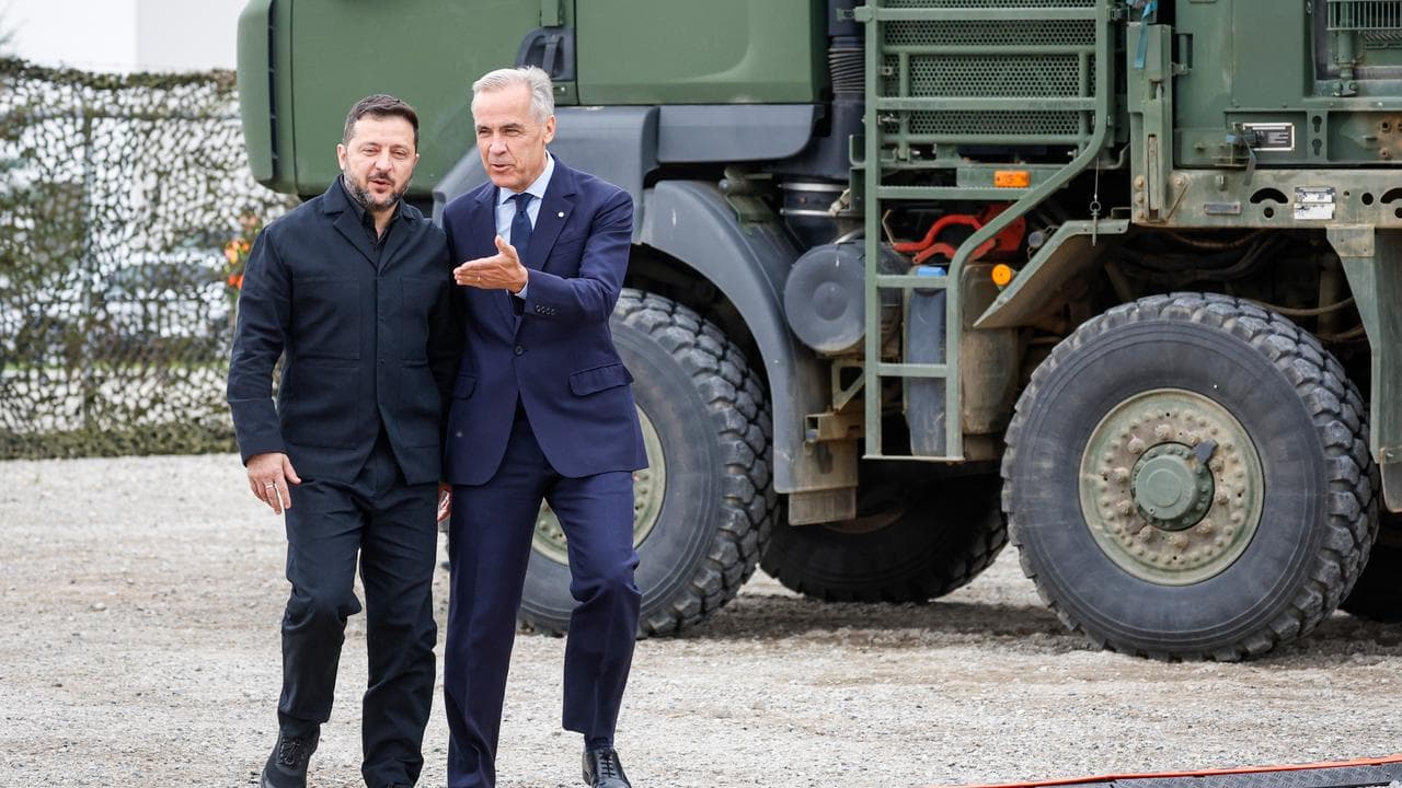 Volodymyr Zelenskiy and Mark Carney
